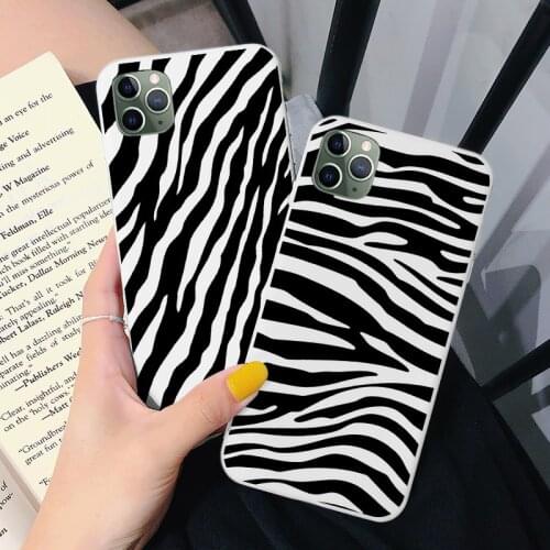 6S plus 7 8 plus SE 2020 white Soft TPU Silicone Rubber Zebra print clip phone case cover for iPhone X Xs max 12 11 Pro Max XR