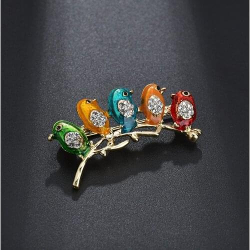 Rhinestone Enamel Oriole Bird Pins&Brooches for Womens Mens Clothes Scarf buckle collar jewelry pins Bird Brooches BH200016