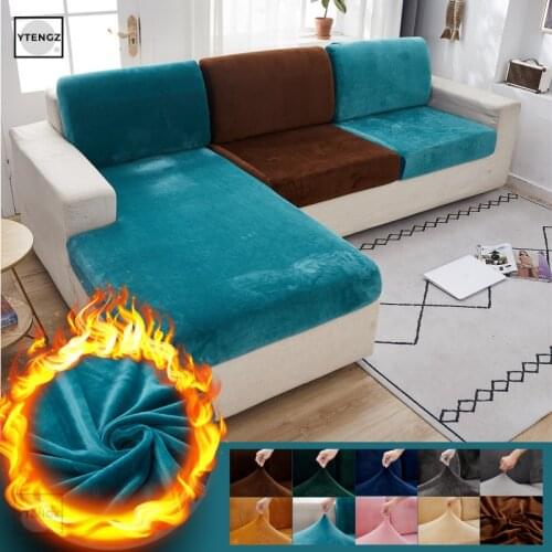 Thick Velvet Sofa Cover Solid Color Sofa Cushion Cover Elastic Slipcover All-inclusive Couch Cover Sofas Case Seat Slipcover