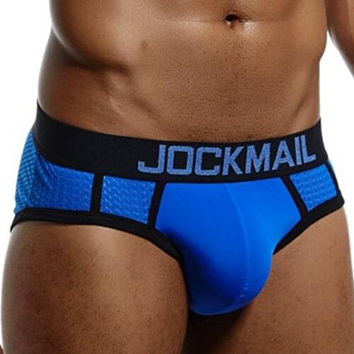 Jockmail Men Brief Calzoncillos Hombre Slip New Cotton Mesh Stitching Suspensorio Sexi Gay Underwear 4PCS Sous Vetement Homme