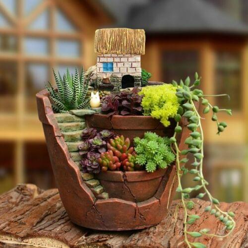 Creative Succulent Planter Flowerpot Resin Flower Pot Desktop Potted Holder Fairy Garden Miniature Flower Pots
