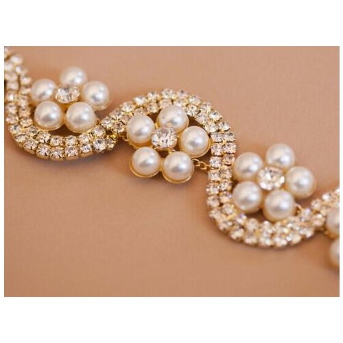 20cm per Piece Clear Crystal Pearl Rhinestone Trim For Garment, Wedding Dress Decoration