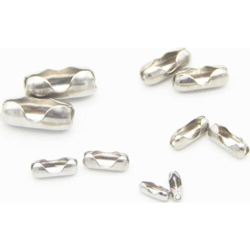 50pcs/lot Diameter 1.5/2/2.4/3.2/4/5mm Stainless Steel Ball Chain Clasps Connectors For DIY Jewelry Making