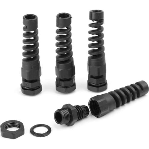 10pcs Waterproof M12 PG7 Cable Connectors Spiral Strain Relief Protector