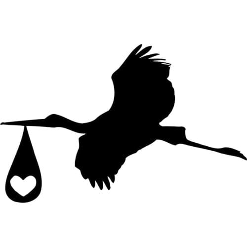 18.1cm*11.6cm Stork Baby Creative Stickers Decals Vinyl Car Styling Black/Silver S3-6178