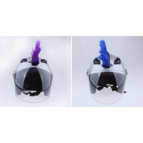2 pieces Motorcross Skinhead Wig Punk Helmet Mohawk Wig Costumes Hairpiece Purple+Blue