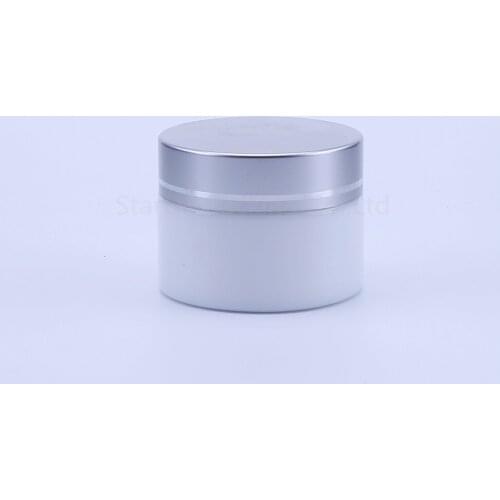 220pcs 30g white Glass Cream Jars Cosmetic Packaging with lid plastic caps & inner liners round empty small glass jars