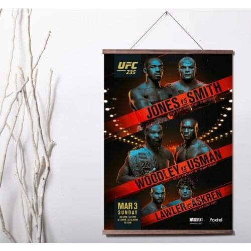 235 Jones VS Smith Fight Event Art Canvas poster decoration painting with solid wood hanging scroll