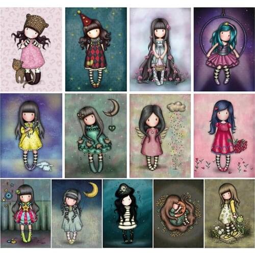 5D Diamond Painting diamond mosaic Cartoon cute girl diamond embroidery cross stitch rhinestone pictures Christmas Children gift