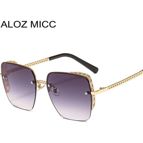 ALOZ MICC New Fashion Square Sunglasses Women Brand Design Luxury Women Diamond Sun Glasses Female Grey Shades UV400 Q701