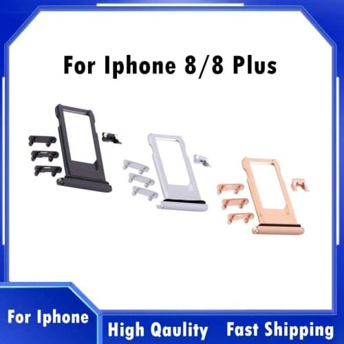 1set For iPhone 8 8 Plus Side Buttons Power Volume Mute Button Key + Sim Card Tray Hold Replacement Part Set