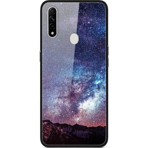 For OPPO A8 Phone Case Tempered Glass Case Fitness Back Cover Star Sky Pattern