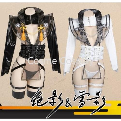 Cos Dark Reign NINJA Cosplay Costume Leather Leotard Elastic Clack Hot Anime Cosplay Snows Sign Costumes White and Black