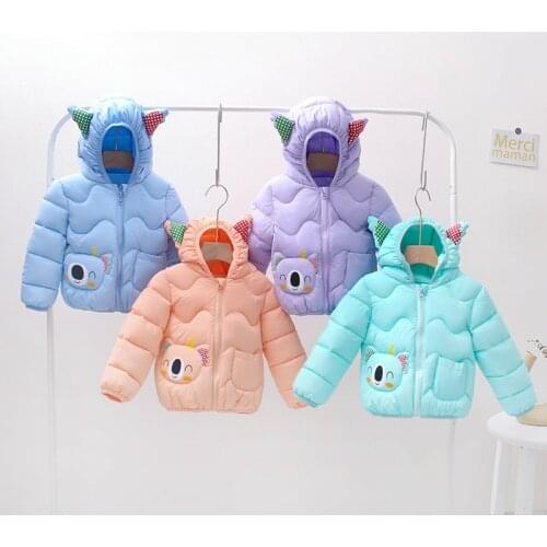 Girls Boys Coats Hooded Cartoon Children Warm Cotton Jacket Autumn Winter Outdoor Kids Outerwear Student Parkas Baby Clothing
