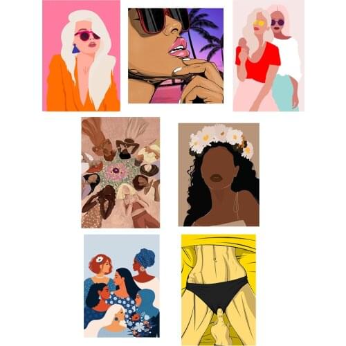 Europe Black Sexy girls arts custom patch DIY woman T-shirt Iron on patches Sticker on clothes