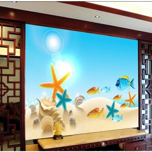 Photo wallpaper Stereo Modern fashion beach starfish shell 3D TV background wall mural custom lobby wallpaper