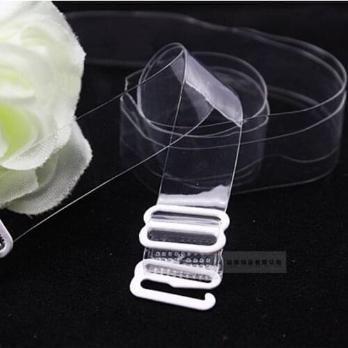 Hot sale 2 Pairs of 1.8cm metal bra straps Will not produce allergic Womens transparent silicone bra straps baldric adjustable