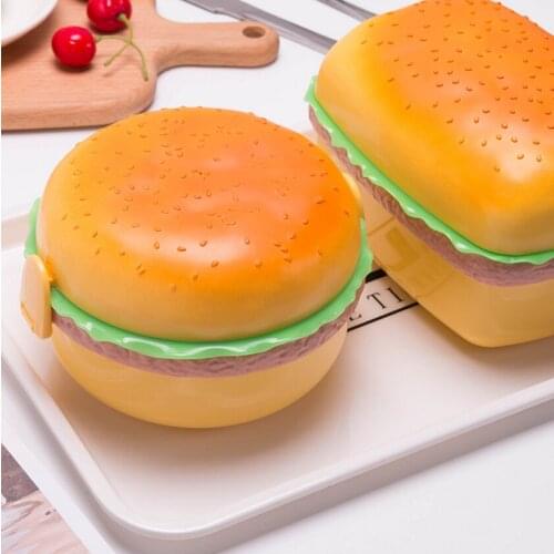 Lunch box hamburger childrens lunch box microwave oven plastic three layer bento box