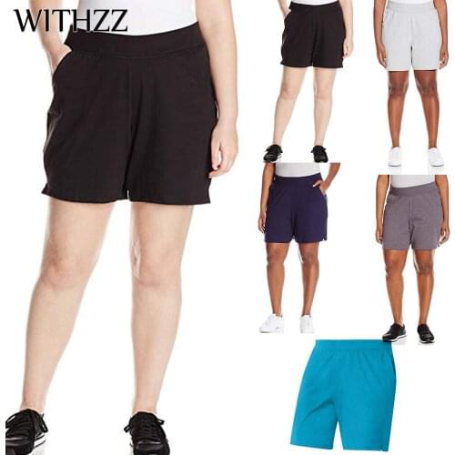WITHZZ Summer Womens Solid Color Shorts High Waist Female Sports Casual Shorts