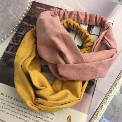 Literary fresh vintage suede hand-made hair bands solid color cross elastic headband hair accessories