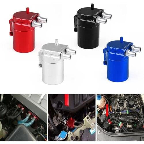 Oil Catch Can Reservoir Tank Universal Baffled Aluminum with 9mm &15mm Fittings Oil Dipstick