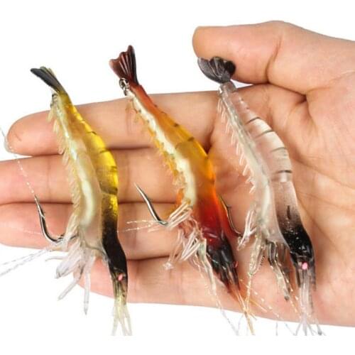 Soft Fishing Lure Tackle Mimic Shrimp Bait Rig Crankbait Hook
