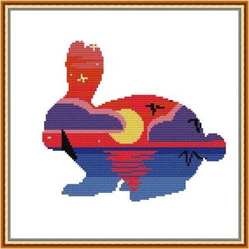 DA538 Rabbit cross stitch kit aida 14ct 11ct count print canvas cross stitches needlework embroidery DIY handmade