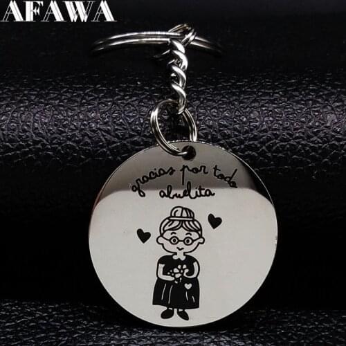 New Fashion Black Enamel Grandma Stainless Steel Keychains for Grandmother Key Chains Jewelry Gift llaveros mujer K77294B