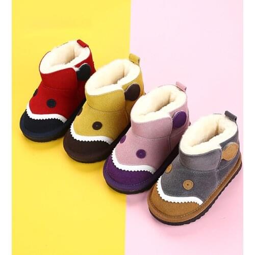 Dolakids 2020 New Childrens Snow Boots Little Baby Cartoon Boots Fleece Thickened Girls Shoes with Non-Slip Shoes 1-3 Years