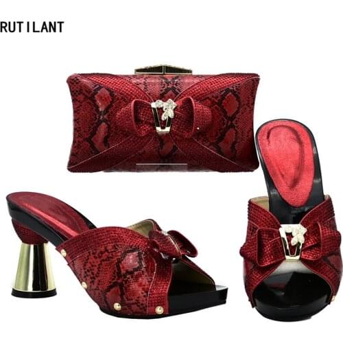 New Arrival Italian Shoes with Matching Bags Set Decorated with Rhinestone Nigerian Shoes and Matching Bags African Party Shoes