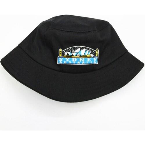 2021 Geometric Building Embroidery Cotton Bucket Hat Fisherman Hat Outdoor Travel Hat Sun Cap Hats for Men and Women 388