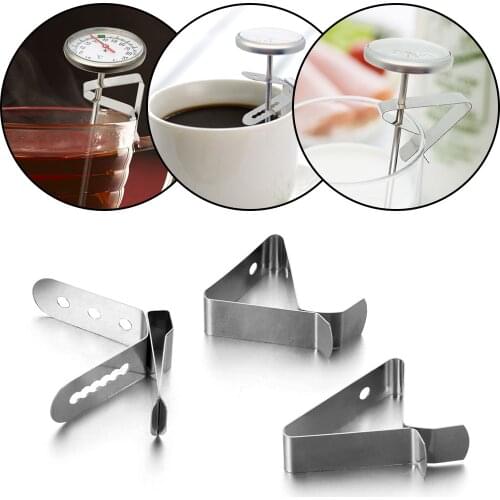 2Pcs Practical Stainless Steel Barbeque Thermometer Probe Clip Holder Preventing Scald Coffee Cup Clip Kitchen Restaurant Tool