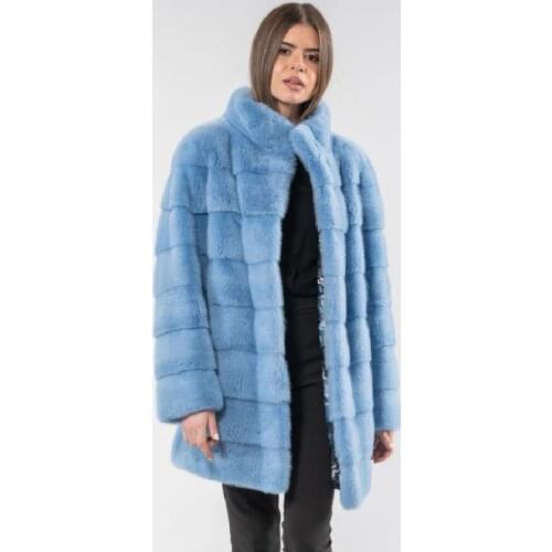Real Mink Fur Coats Women Winter Fashion High Quality Genuine Fur Overcoat Stand Collar Natural Woman Mink Fur Coat Outwear 2021