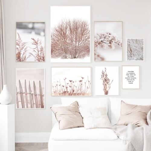 Snow Tree Dandelion flower Reed leaf plant Wall Art print Canvas Painting Nordic Poster Wall Pictures For Living Room Home Decor