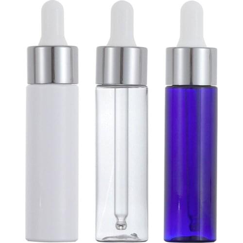 30ml Liquid Pet Glass Dropper Bottle 1oz Clear Amber White Blue Clear Drop Containers Refillable Bottle For Essential Oil Use