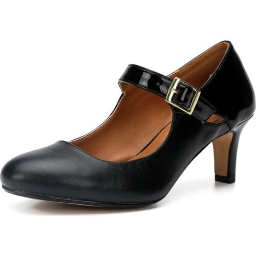 Sexy Women Pumps Ladies Wedding Shoes Heels PU Buckle Strap 6CM Thin High Heels Round Toe fashion Dress Party shoes for women