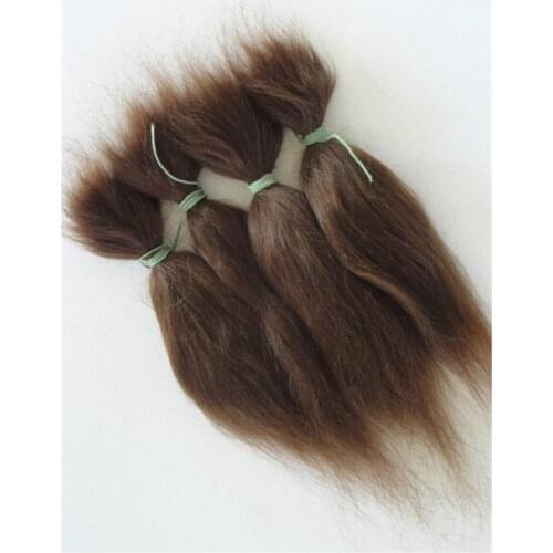 100% Pure Mohair Reborn Baby Doll Hair With Dark Brown/Gold Color Fit For DIY Reborn Baby Doll Wig Easy To Wash And Root