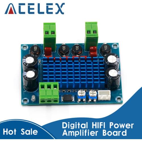 High Power Digital HIFI Power Amplifier Board 2*120W XH-M572 TPA3116D2 Chassis Dedicated Plug-in Input 5V 24V 28V output 120W