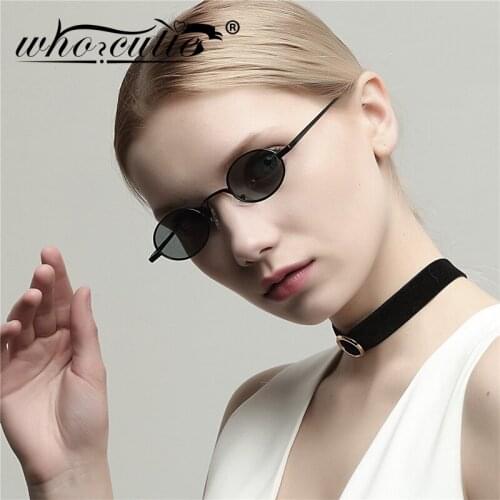 WHO CUTIE 2018 Retro Tiny Slim Sunglasses Women Men Brand Designer 90S Skinny Small Oval Sun Glasses Black Red Yellow Shades 629
