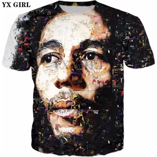 YX GIRL Drop shipping 2018 summer New Fashion 3d t shirt Reggae Bob Marley Collage Print Mens Womens Hip hop casual T-Shirt