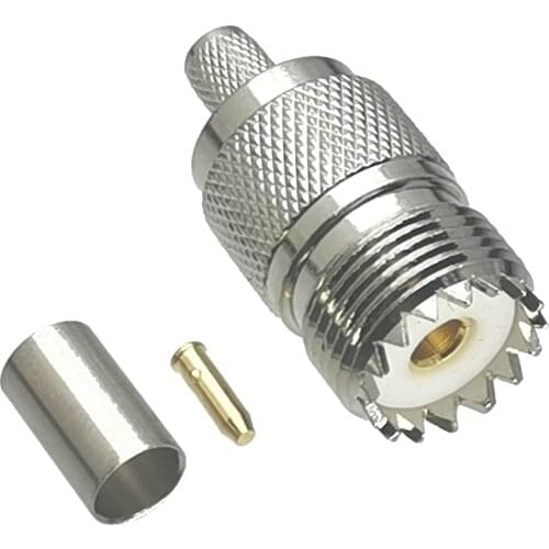 1Pcs Connector UHF SO239 Female Jack Crimp RG8X LMR240 RF Adapter Coaxial High Quanlity