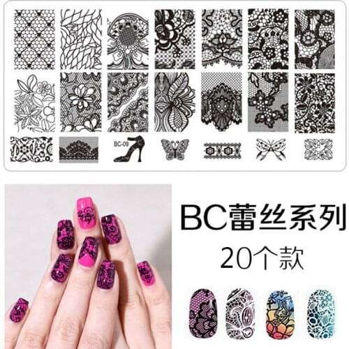 1PCS Lace Series Animal Flower Pattern Plates Stripe Grid Mixed Pattern Nail Art Stamping Template Printing Stencil Image Tool