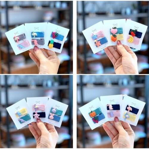 10set/lot Cartoon Children Hairpins Cute Flamingos Star Hair Clips Accessories Girls Princess Crocodiles Fruit Animals Headwear