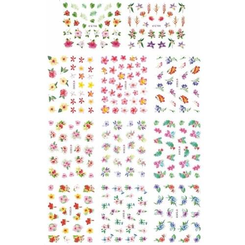 11 PACKS / LOT NAIL ART 3D SIMULATION BACK ADHESIVE NAIL STICKER TROPICAL PLANT FLOWER PALM LEAF BANANA E798-808