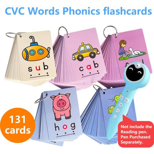 135 Cards kids Learning Phonics CVC Words Flashcards Sight Word Flash Cards Kindergarten Preschool Educational Memory Game