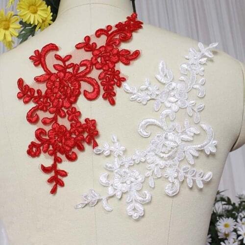 2Pcs/Set Black White Gold Sequin Flower Lace Wedding Dress Fabric Accessories Cloth Wedding Dress Patches Scrapbooking HB69