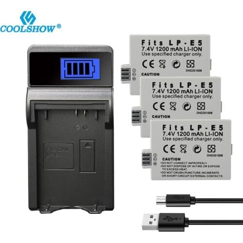 LP-E5 LP E5 LPE5 Battery Pack 1200mAh for CANON EOS 450D 500D 1000D Kiss X3 X2 Kiss F Rebel T1i Rebel XS XSi Camera Batteries