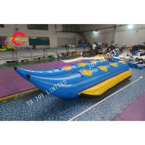 Free air ship to door, 8/10/12 seaters double tube inflatable flying banana boat,0.9mm PVC commercial banana boat flying boat
