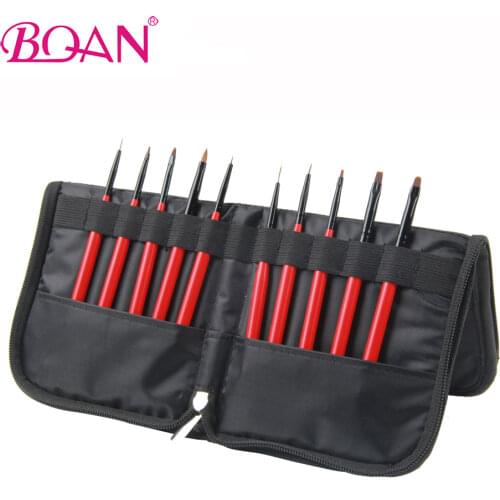 BQAN Nail Brush Holder Storage Case Bag Cosmetic Pen Organizer Black Makeup Manicure Nail Art Tool Accessory