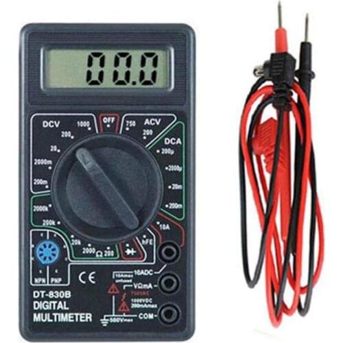 DT830B Mini Multimeter LCD Digital Multimetro For Volt Amp Ohm Tester Meter Voltmeter Ammeter Overload Protection With Probe